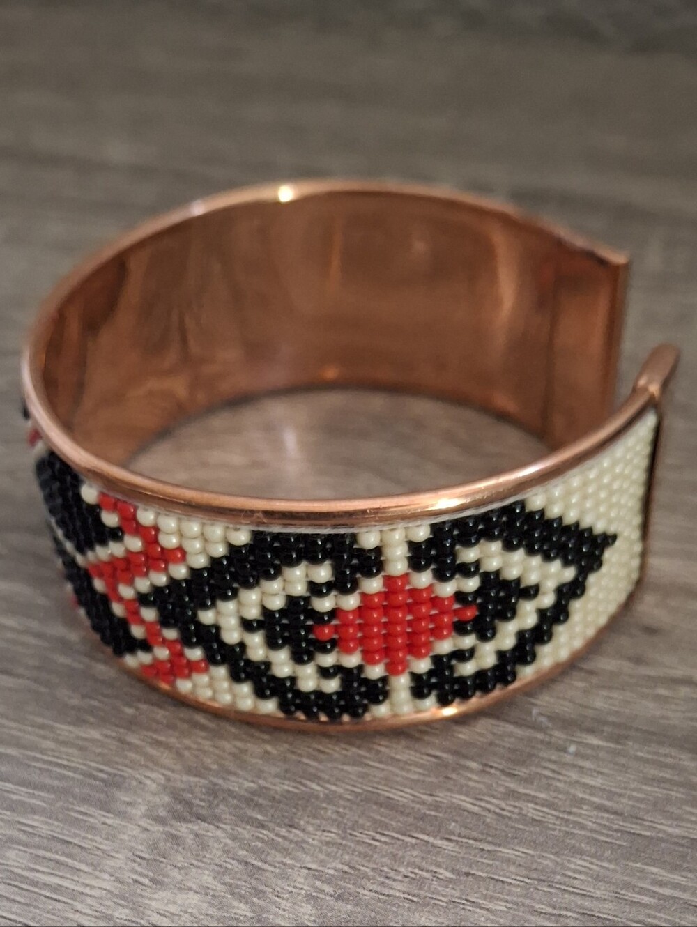 Cuff Copper Beaded Native Design - Picture 4 of 4